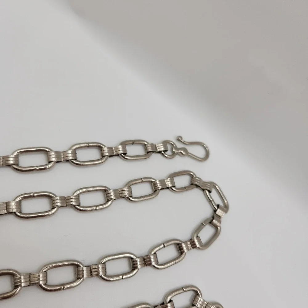 Vintage Silver Tone Chain Belt 44 Long Large Link Adjustable Statement Y2K Hip
